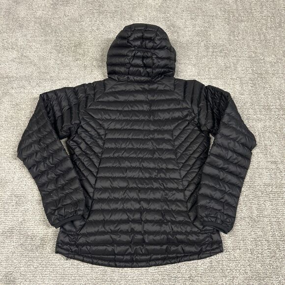 Rab Microlight Alpine Down Puffer Jacket Womens Medium Black Hooded Coat - Picture 10 of 12